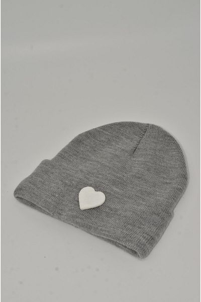 mottomia New Year/Valentine's Day Special Collection White Heart Figured Gray Color Unisex Men's/Women's Beret