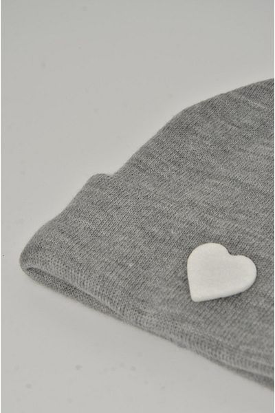 mottomia New Year/Valentine's Day Special Collection White Heart Figured Gray Color Unisex Men's/Women's Beret