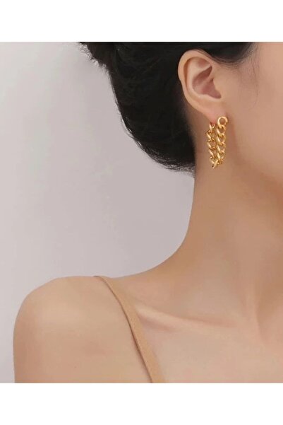 AKCstore Adara Çelik Gold Küpe