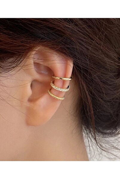 AKCstore Almira C 3lü Bakır Gold Küpe