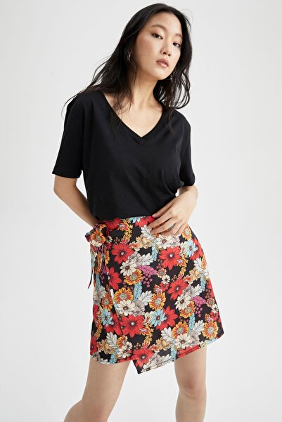 DeFacto A-vonalú virágos szatén miniszoknya