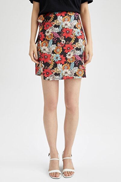 DeFacto A-vonalú virágos szatén miniszoknya