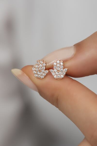 Nereze 925 Ayar Gümüş Minik Rose Fatma Anaeli Küpe