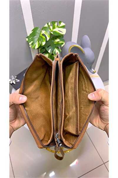 Fil Deri Handbag Genuine Leather Hazelnut Color with Hand Band 2029