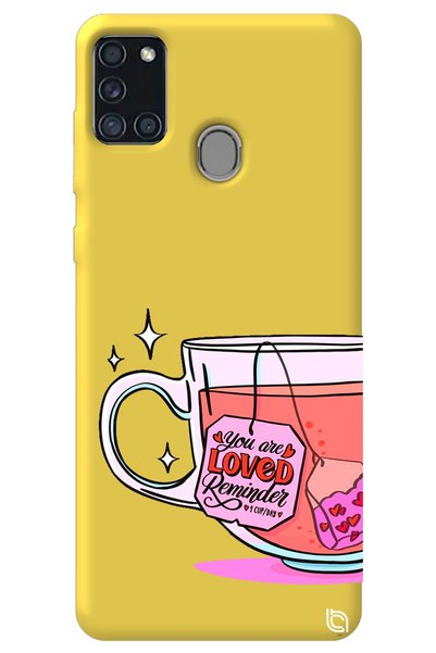 WANNA PROTECT Samsung A21S Yellow Color Premium Velvet Inside Tea Patterned S...