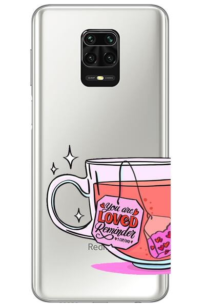 WANNA PROTECT جراب سيليكون شفاف لهاتف Xiaomi Redmi Note 9s بنمط الشاي