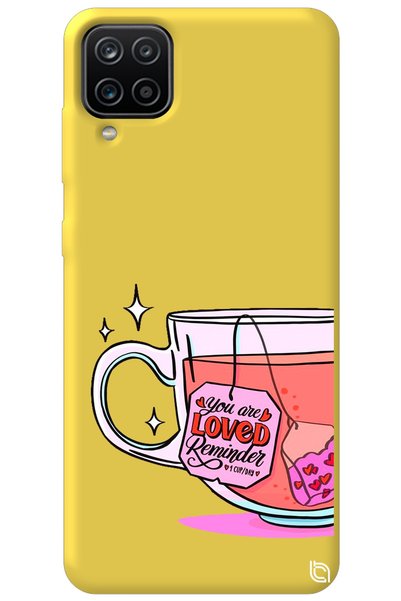 WANNA PROTECT Samsung Galaxy A12 Yellow Color Premium Velvet Inside Tea Patte...