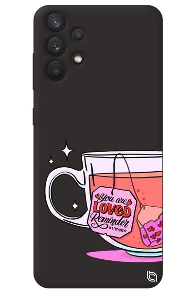 WANNA PROTECT Samsung A32 Black Color Premium Velvet Inside Tea Patterned Sil...