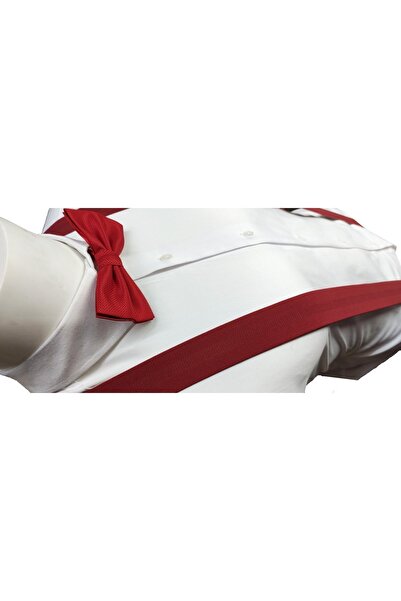 Le Voux Red Color Trouser Suspenders and Bow Tie Set