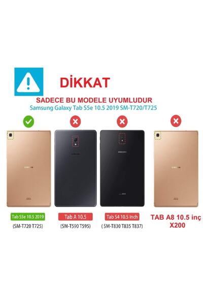 UnDePlus Samsung Galaxy Tab S5e 10.5 Inç T720 T725 Kılıf Pu Deri Smart Case Koyu Pembe