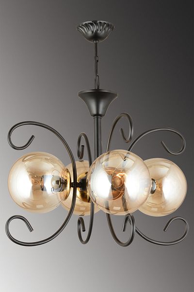 SONSUZ AYDINLATMA&AVİZE Violet Black 4-Piece Honey Globe Glass Modern Luxury Chandelier