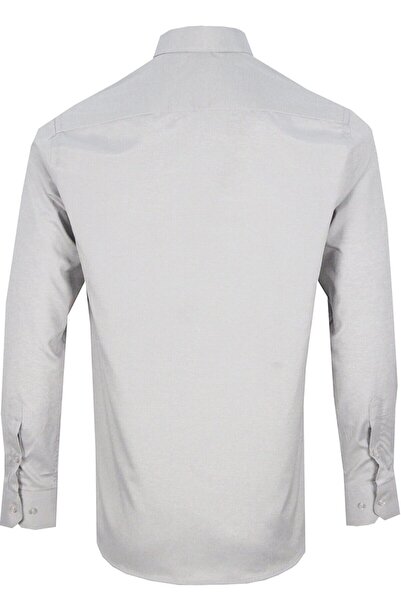 Varetta Men's Gray Plain Long Sleeve Classic Cut Shirt