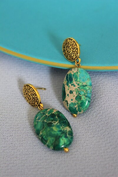 delay art أقراط نسائية من الحجر الأخضر مجوهرات بوهيمية عرقية أصلية مصنوعة يدويًا