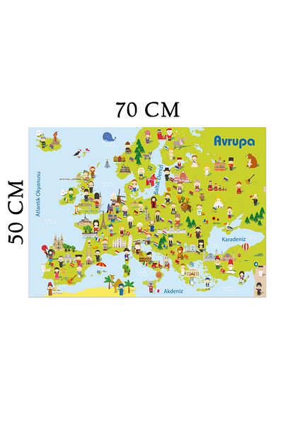 Tilki Dünyası Educational Europe Map Countries People Deco Kids Room Wall Sticker