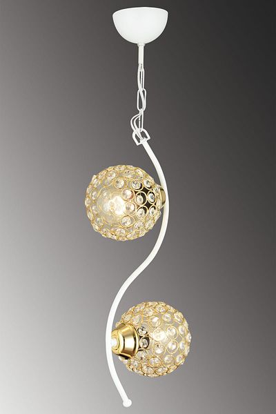 SONSUZ AYDINLATMA&AVİZE Set of 2 White Melis Crystal Downward Facing Luxury Chandelier