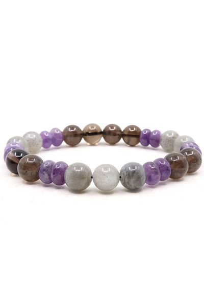 Armis Natural Stone Zodiac Bracelet Sagittarius (Amethyst Stone - Labradorite Stone - Smoky Quartz)