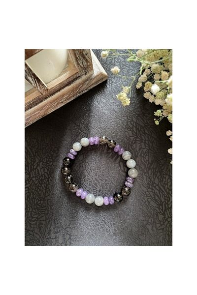 Armis Natural Stone Zodiac Bracelet Sagittarius (Amethyst Stone - Labradorite Stone - Smoky Quartz)