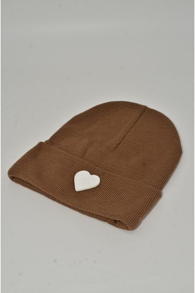 mottomia New Year/Valentine's Day Special White Heart Figured Brown Color Unisex Beret