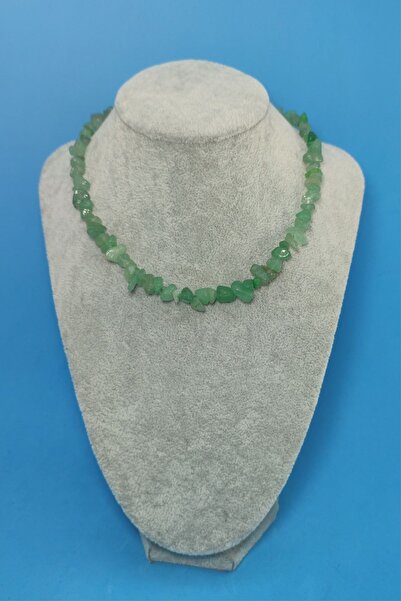 ELİZYAS Avanturine Natural Cracked Stone Handcrafted Women's Necklace (40cm)