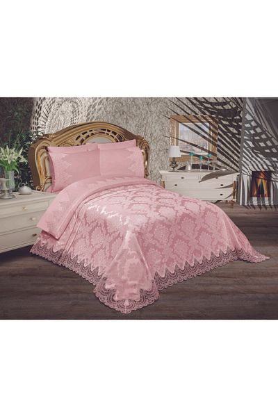 Çalışkan Çeyiz Evi طقم بيكيه قطع دانتيل فرنسي من سلطان 6 قطع - طقم بيكيه مزدوج مسحوق 230x240