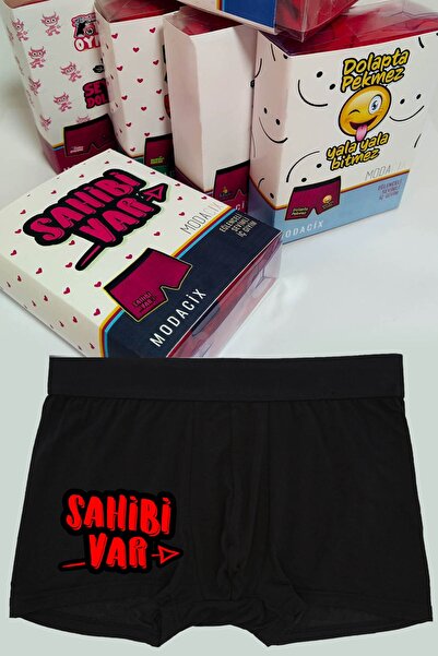 modacix Cutie cadou cu design special Boxer negru pentru bărbați cu proprieta...