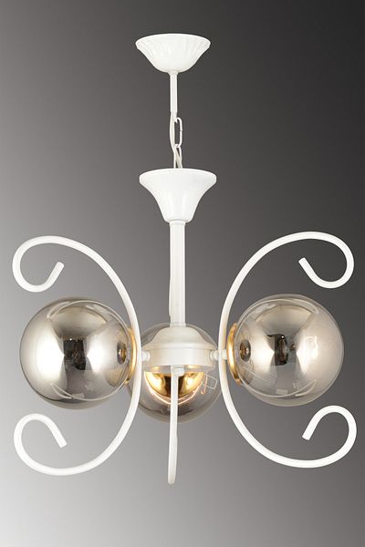 SONSUZ AYDINLATMA&AVİZE Violet White 3-Piece Smoked Globe Glass Modern Luxury Chandelier