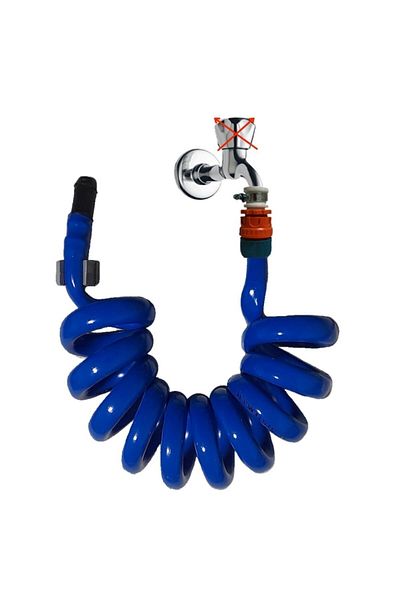 PLASYAY Spiral WC Bathroom Balcony Washing Hose Set with Wall Fixing 2 Meters Blue