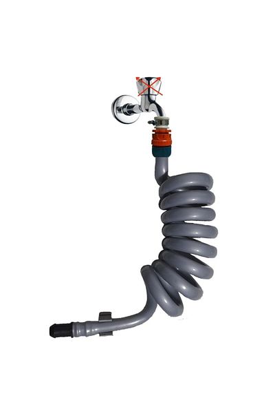 PLASYAY Spiral WC Bathroom Balcony Washing Hose Set with Wall Fixing 4 Meters Gray