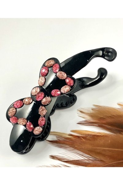 turkuazbijuteri Buckle-banana Model-Pink Stone-For Knob-Bow-Visual