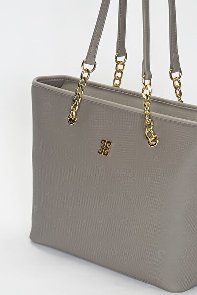 Pierre Cardin Graue Damen-Umhängetasche mit Aufdruck 05PO22Y1546