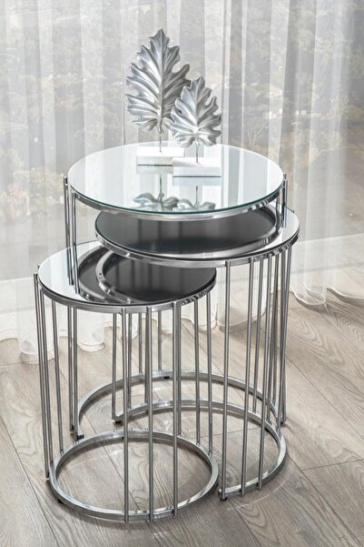 Sawoli Home Venüs Gümüş Metal Ayak Zigon Sehpa