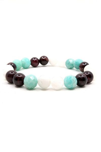 Armis Natural Stone Zodiac Bracelet Spike Zodiac (Moon Stone-amazonite Stone-garnet Stone