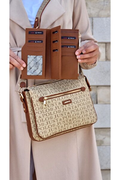 Just Polo Kadın Baskı Desen Çanta Cüzdan Takımı