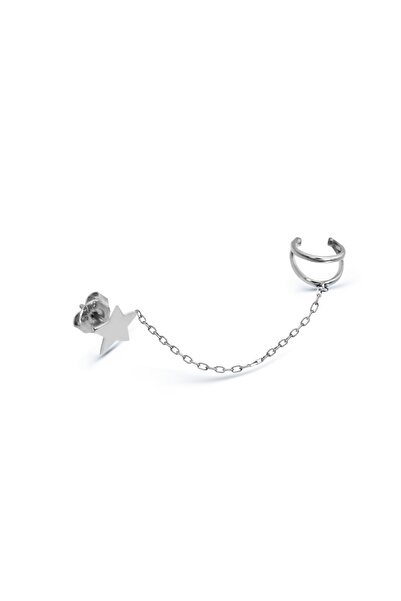 Argentum Concept 925 Ayar Gümüş Yıldız Figürlü Zincirli Kıkırdak Küpe - K033701