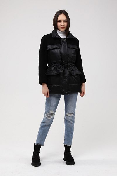 DYNAMO Damen Mantel mit geprägtem Garn in schwarz