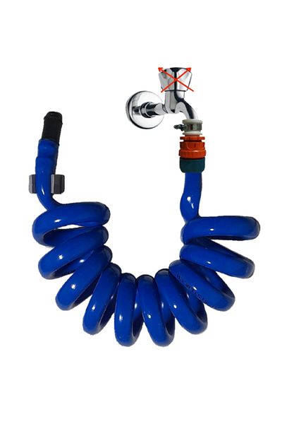 PLASYAY Spiral WC Bathroom Balcony Washing Hose Set with Wall Fixing 3 m Blue