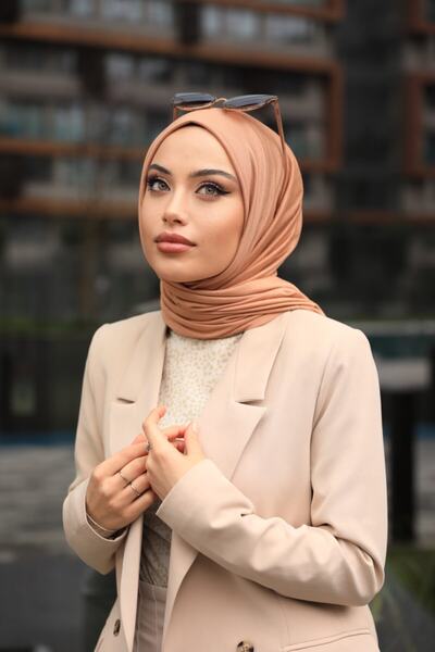 Organic Scarfs Μοντέλο Hijab με χτενισμένο βαμβακερό χιτζάμπ - Τριαντάφυλλο