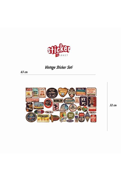 Sticker Market Vintage Sticker Seti 37 Adet