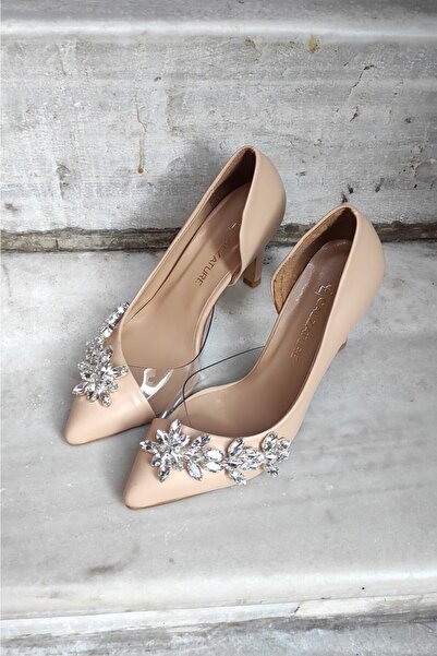 LA CALZATURE Ten Deri 9cm Yan Şeffaf Yıldız Taşlı Topuklu Stiletto Kadın Ayak...