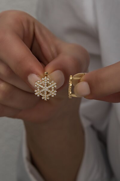 Nereze 925 Ayar Gümüş Gold Kartanesi Küpe