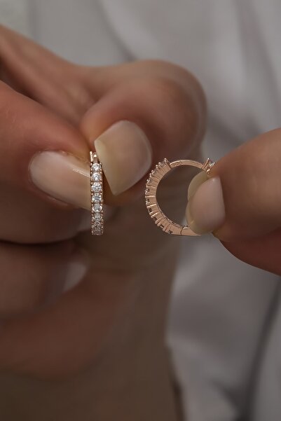 Nereze 925 Ayar Gümüş 15 Mm Zirkon Taşlı Tamtur Küpe