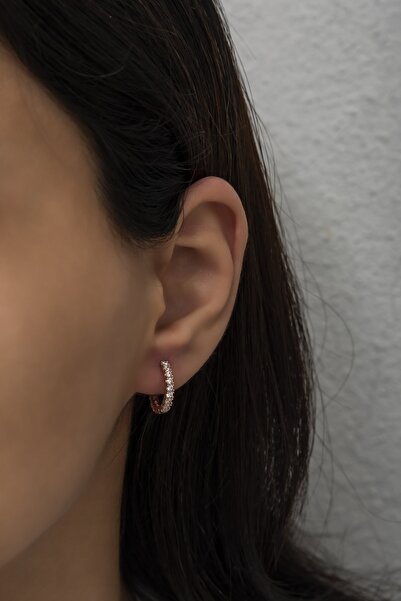 Nereze 925 Ayar Gümüş 15 Mm Zirkon Taşlı Tamtur Küpe