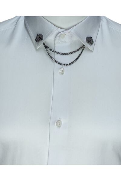 Genel Markalar Taç Detaylı Gümüş Gri Gömlek Yaka Iğnesi