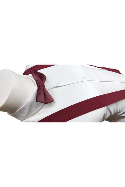 Le Voux Burgundy Color Trouser Suspenders and Bow Tie Set