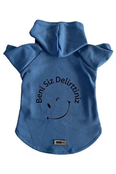 Monopetz سويت شيرت بغطاء للرأس للكلاب والقطط - أزرق You Drive Me Crazy
