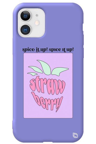 WANNA PROTECT iPhone 11 Lilac Colored Premium Velvet Strawberry Patterned Sil...