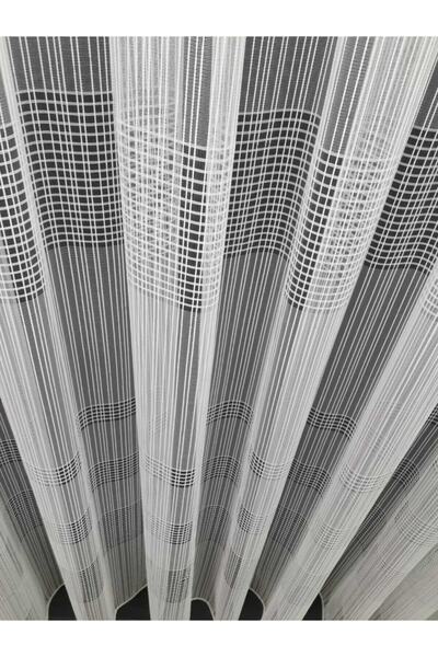 DNZEVGEREÇLERİ Çizgiliyatay 1/3 Sık Pile Modern Tül Perde