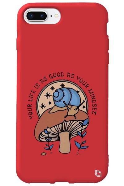 WANNA PROTECT iPhone 8 Plus Red Compatible Colorful Premium Velvet Mushroom P...