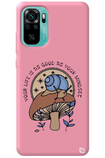 WANNA PROTECT Xiaomi Redmi Note 10S Pink Color Premium Velvet Mushroom Patter...