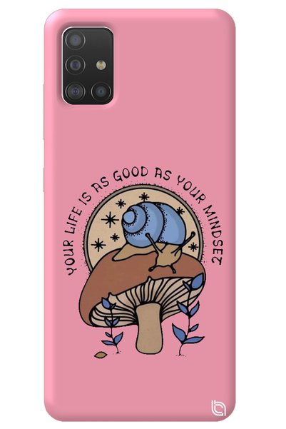 WANNA PROTECT Samsung A71 Pink Color Premium Velvet Inside Mushroom Pattern S...